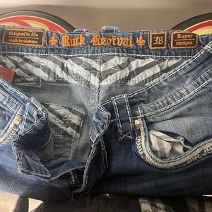 Men’s Rock Revival size 38 jeans. Like new. Only worn once